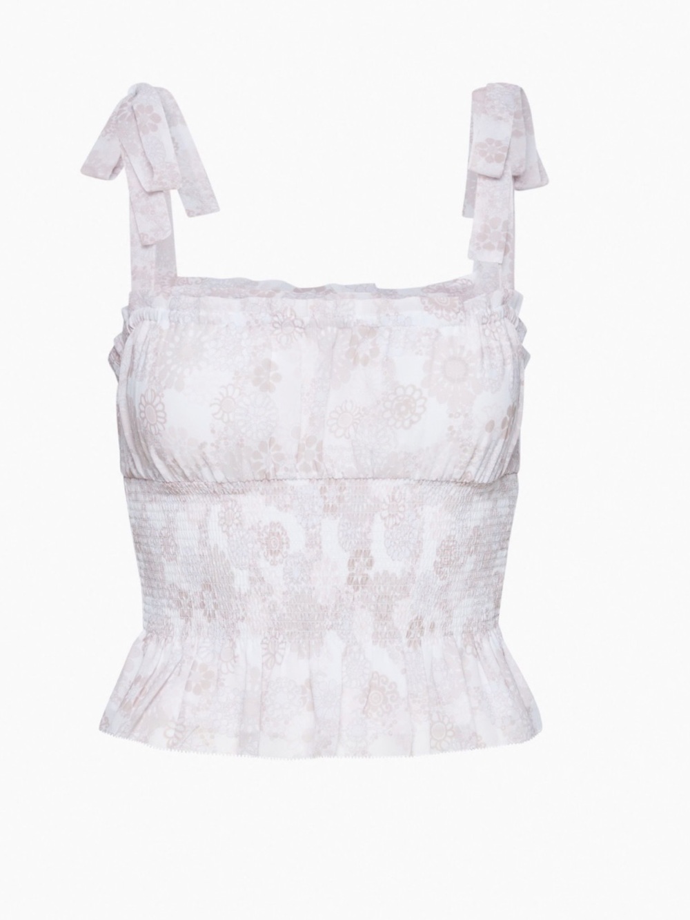 Wilfred Smocked Tie-Shoulder Floral Tank - White Blush